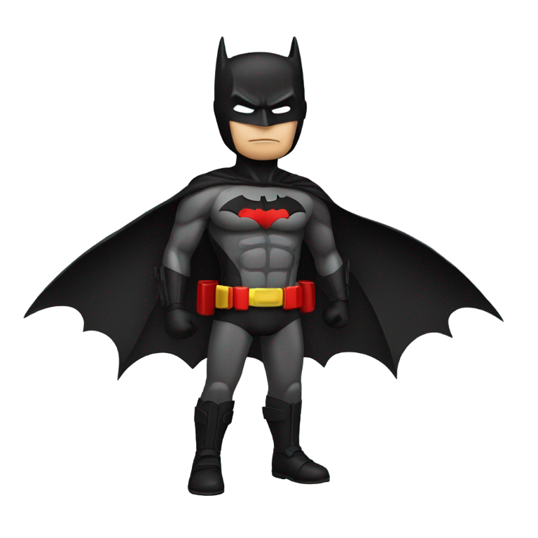 genmoji : Batman en costume noir et rouge
