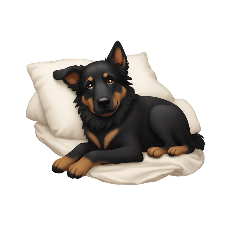genmoji：一只睡着的黑色比利时牧羊犬