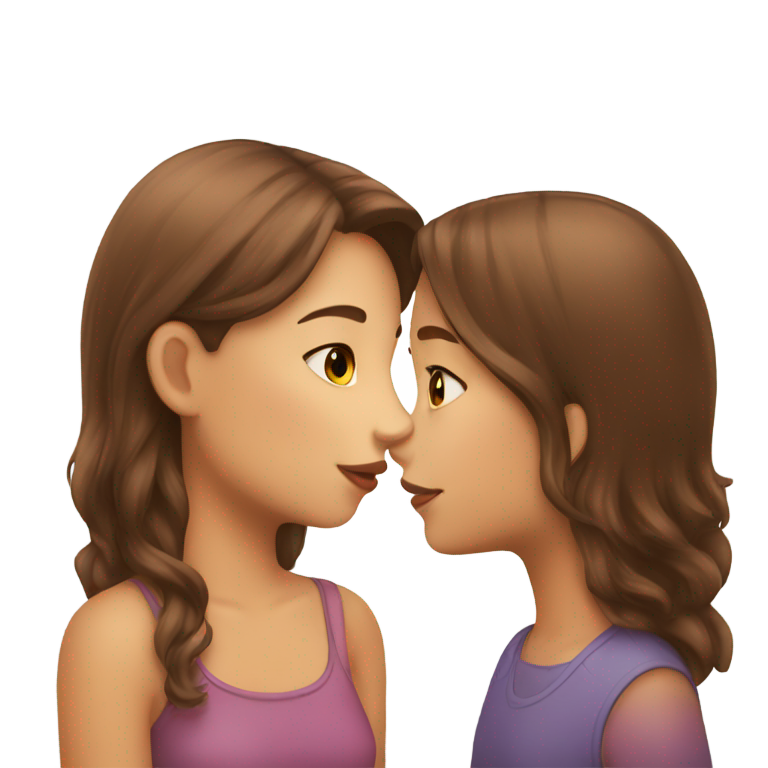 genmoji：小鸡亲吻棕发女孩脸颊