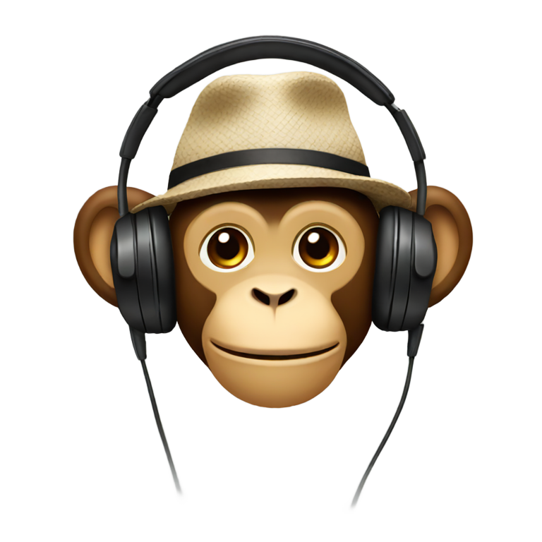 genmoji：一只戴着帽子和耳机的猴子