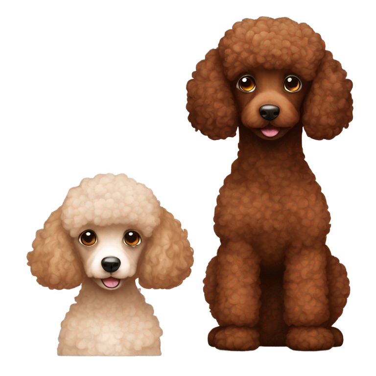 genmoji : 2 petits caniches, un marron rougeâtre, un foncé