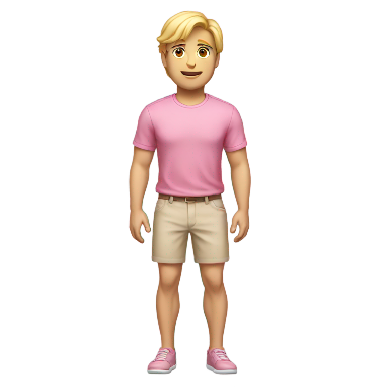 genmoji: Father with pink shirt and pink shorts blond hair full body