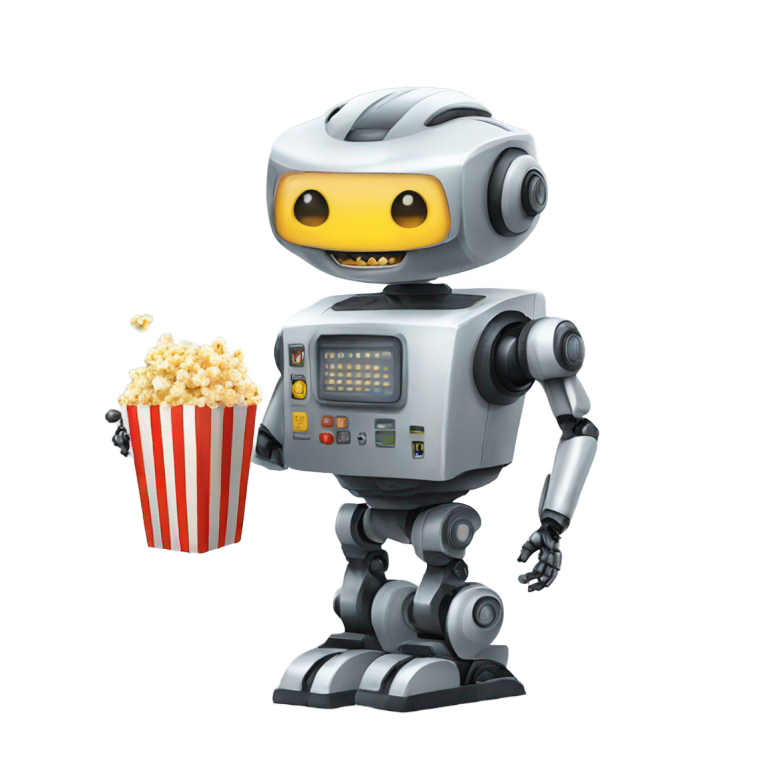 genmoji：cinema robot with popcorn