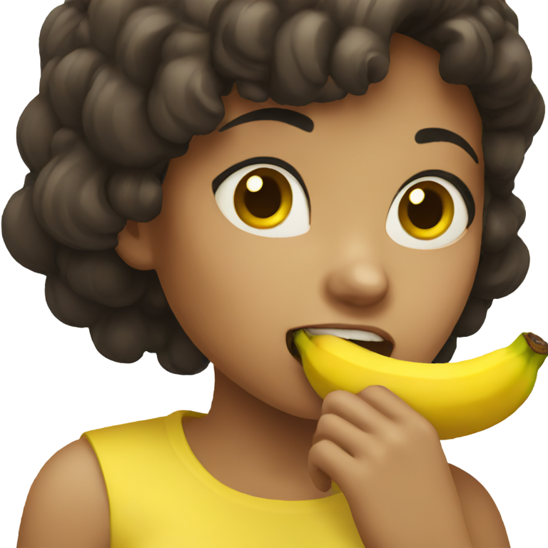 絵文字：バナナを夢中で食べる女の子