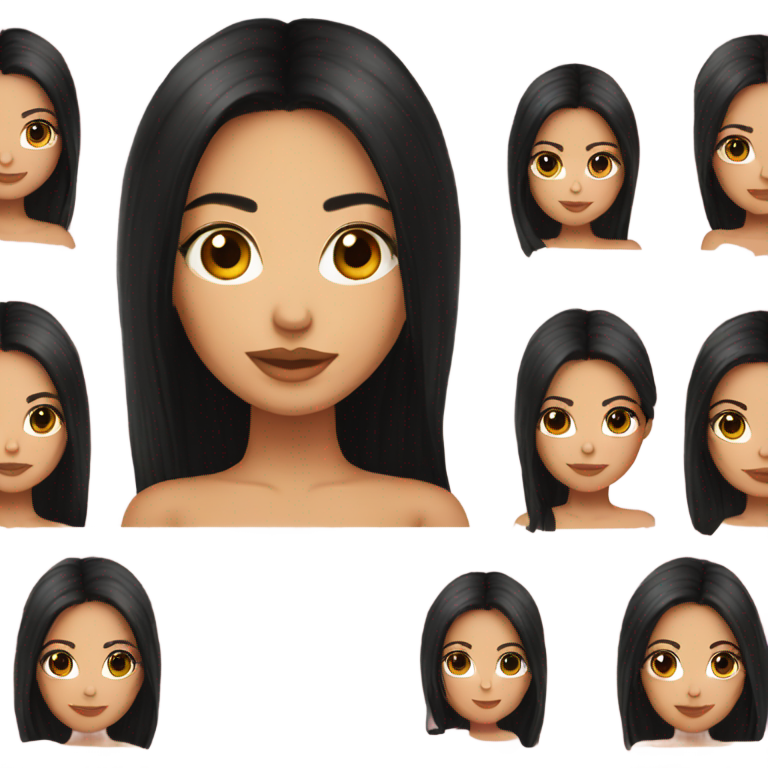 genmoji : Jolie fille latine aux longs cheveux noirs raie au milieu, portant un crop top.