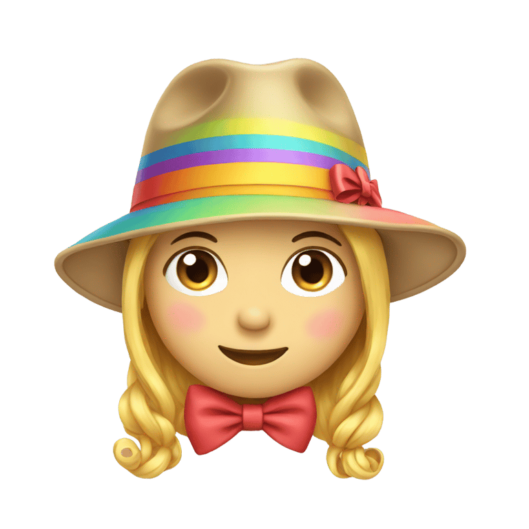絵文字：Hat with bow rainbow