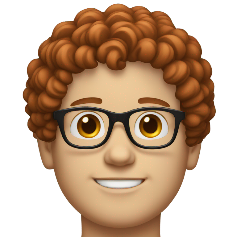 genmoji：白人男孩，戴红色卷边眼镜和黑色眼镜，有双下巴