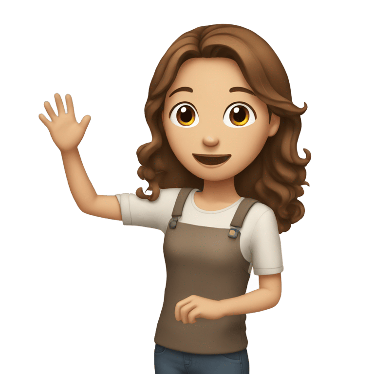 絵文字：girl with brown hair putting her hand forward and singing