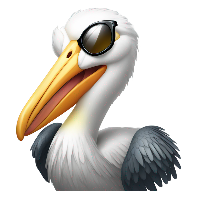 絵文字：Pelican with sunglasses smile teeth shine cute iOS style