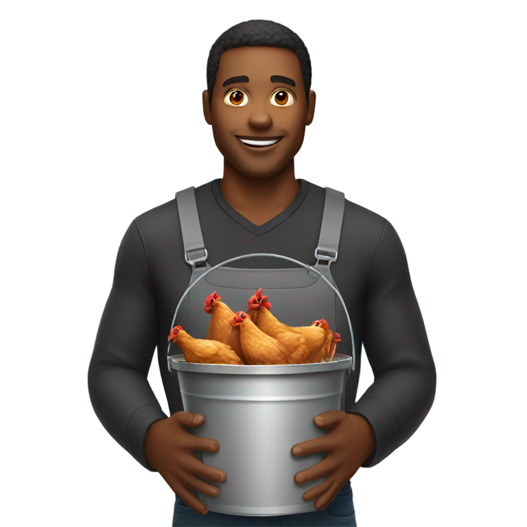 genmoji : Homme noir tenant un seau de poulet