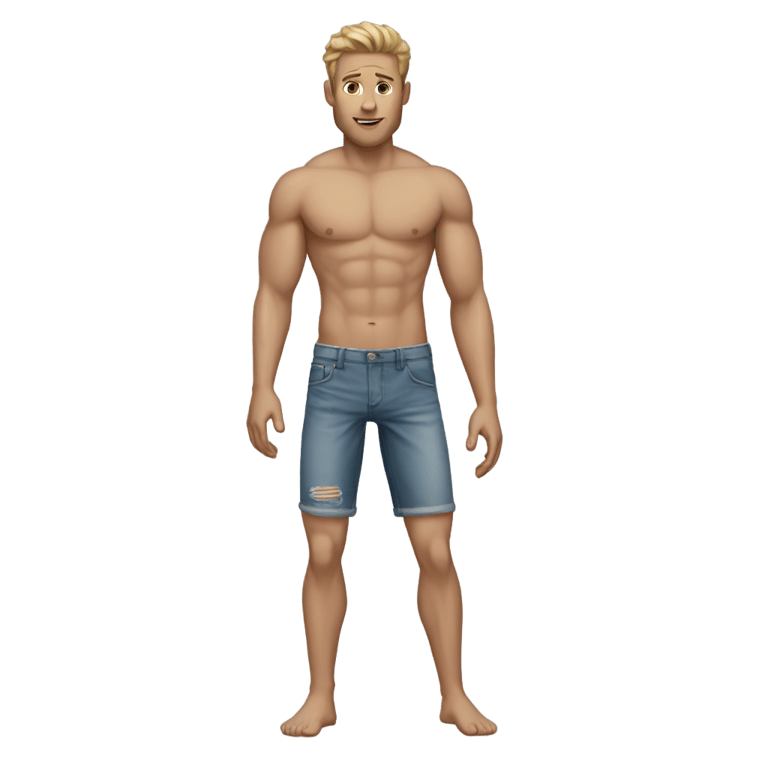 genmoji : white man shirtless jeans