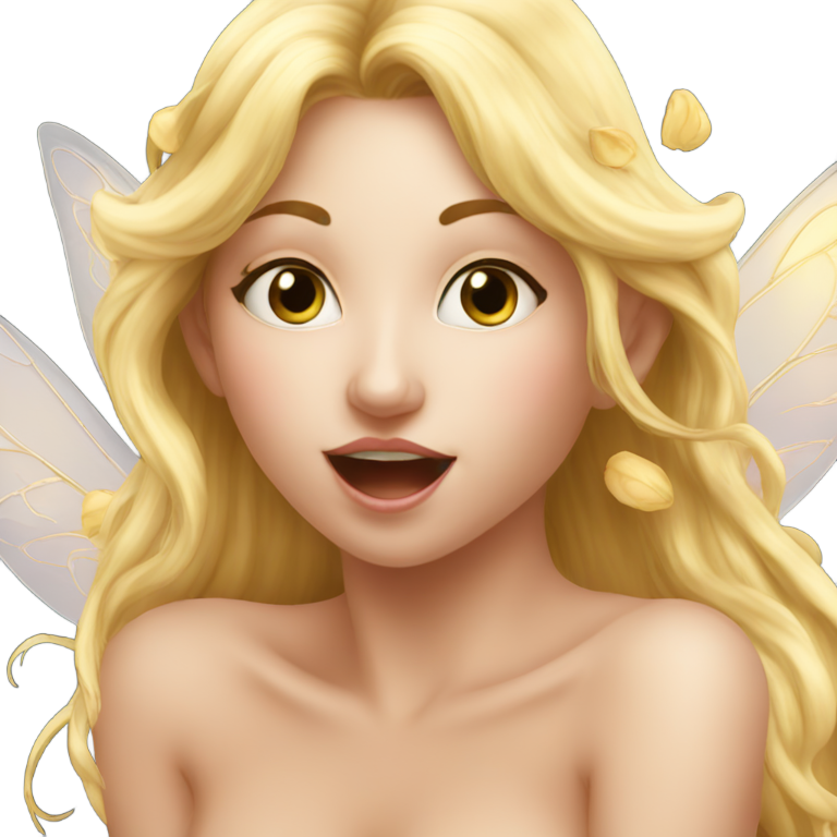 genmoji : Fée blonde nue se faisant lécher la chatte