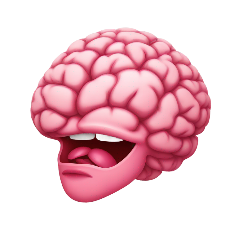 genmoji : Cerveau avec des lèvres de méchant