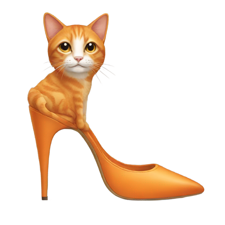 genmoji: An orange cat wearing high heels