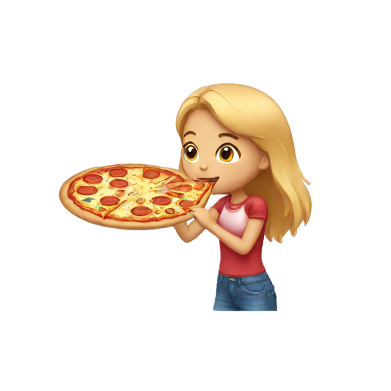 genmoji：女孩吃披萨