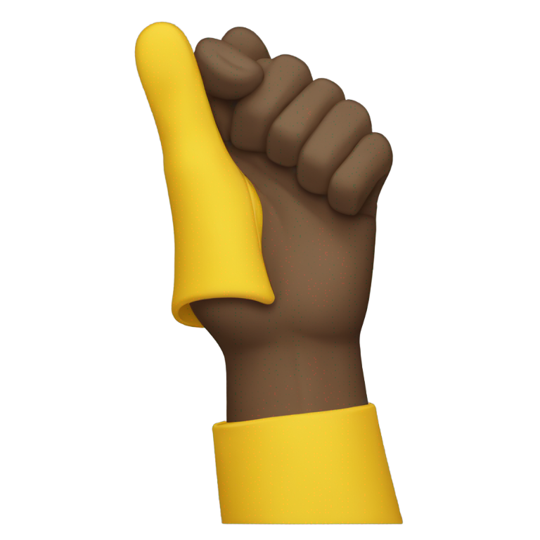 genmoji : Bras à la peau noire avec manche jaune qui fait signe