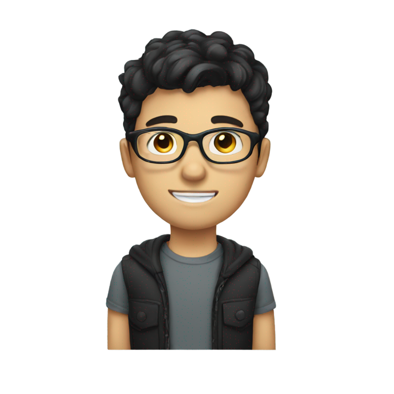 genmoji: a white boy with dark hair and glasses