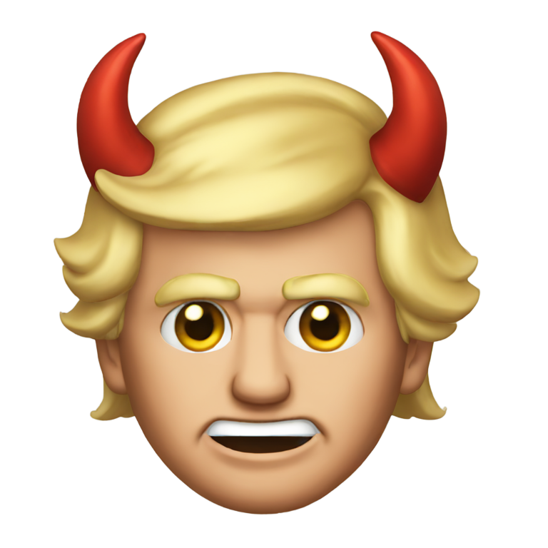 絵文字：悪魔の角をつけたトランプ大統領