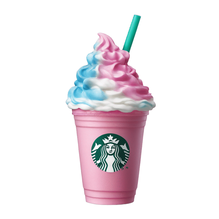 genmoji：粉红蓝色独角兽冰咖啡（Pink and Blue Unicorn Frappuccino）星巴克