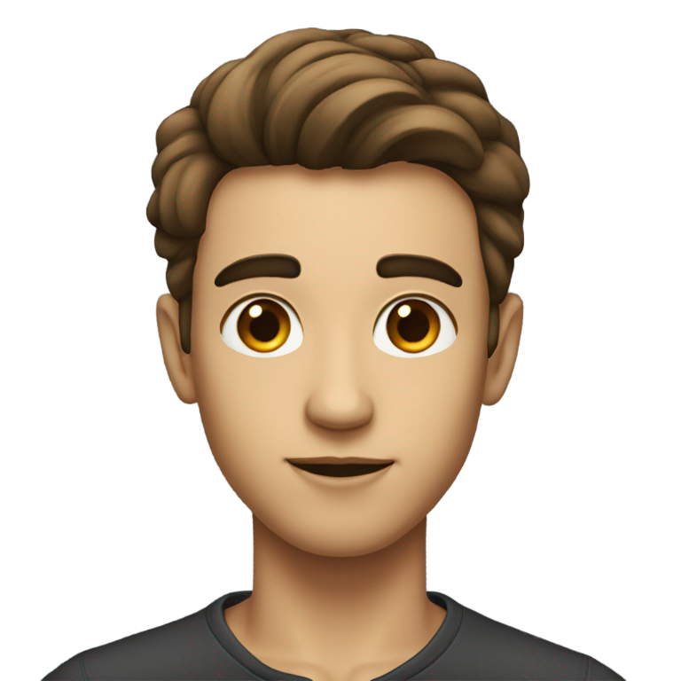 genmoji：一个脸很长、眉毛间距宽、唇下有小胡子的年轻人
