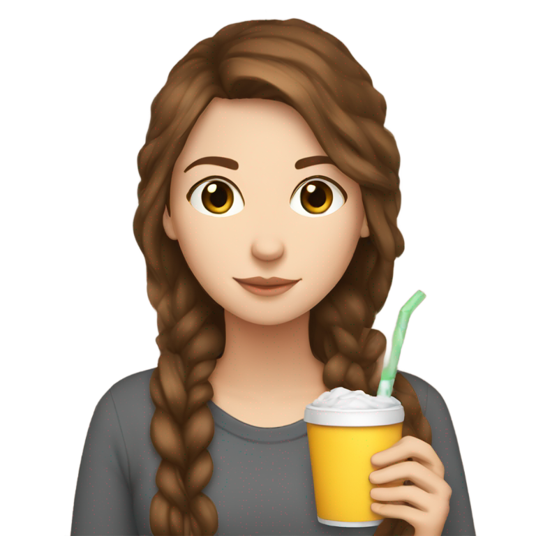 絵文字：白人女性、茶髪、マテ茶を飲んでくつろぐ