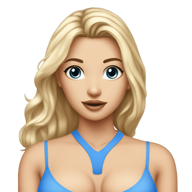 genmoji: white-hot-girl-with-a-blue-top-sensual bra