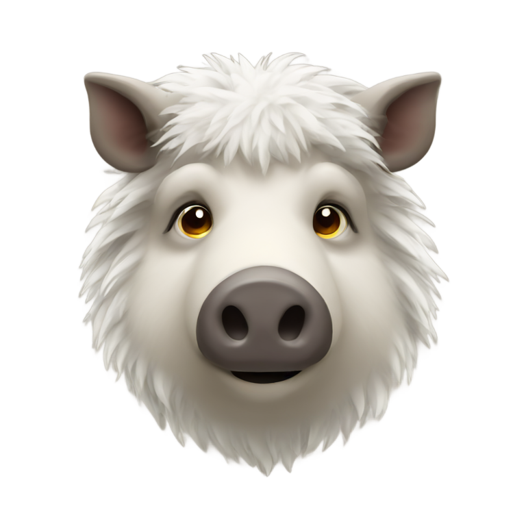 genmoji: a boar emoji with white fur