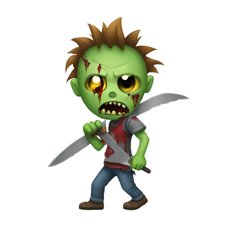 genmoji : Un zombie avec une lame de scie