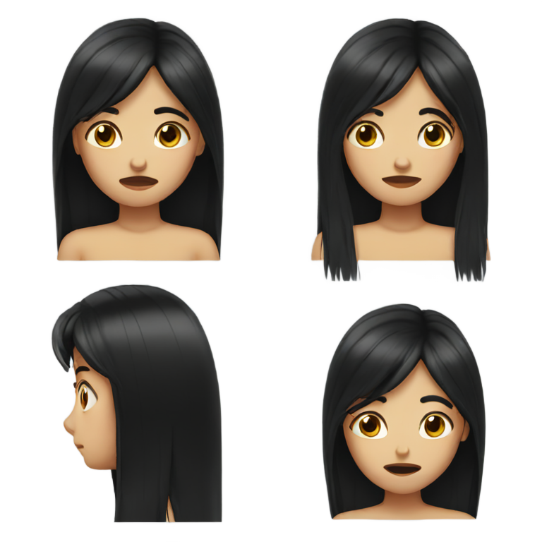genmoji：长黑发女孩在哭泣
