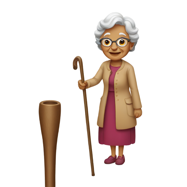 genmoji: grandma holding the cane