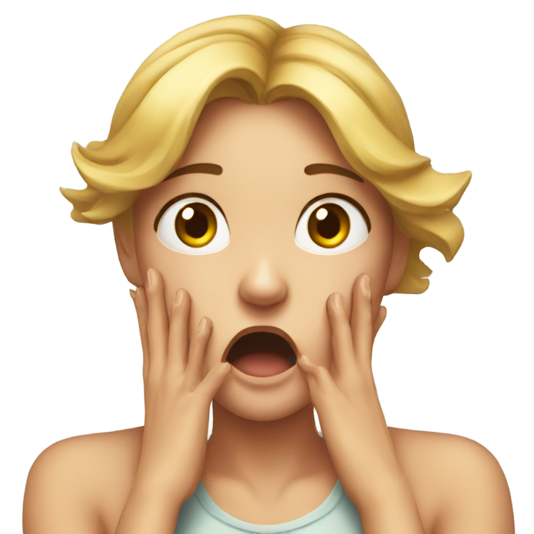 genmoji：手放在胸口上喘气的女孩