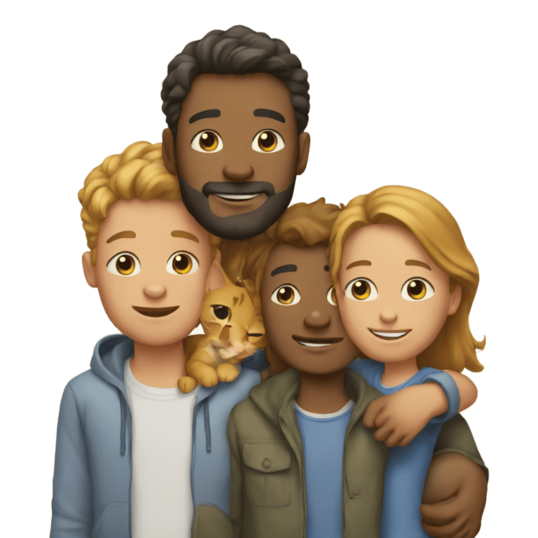 genmoji : a family of two men and a cat