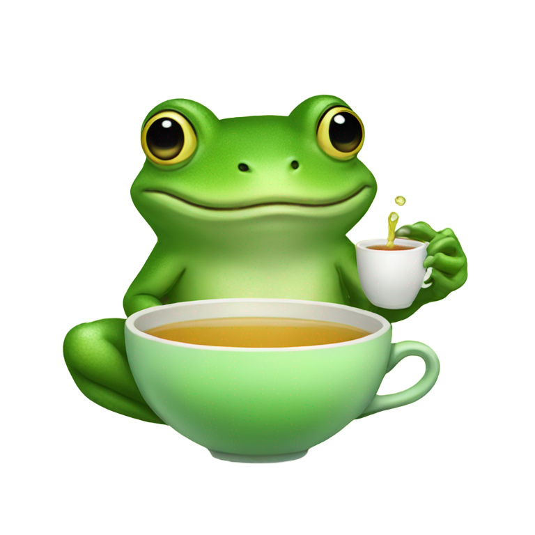 genmoji : Grenouille buvant du thé