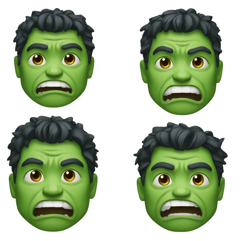 genmoji : A green hulk face with different expression