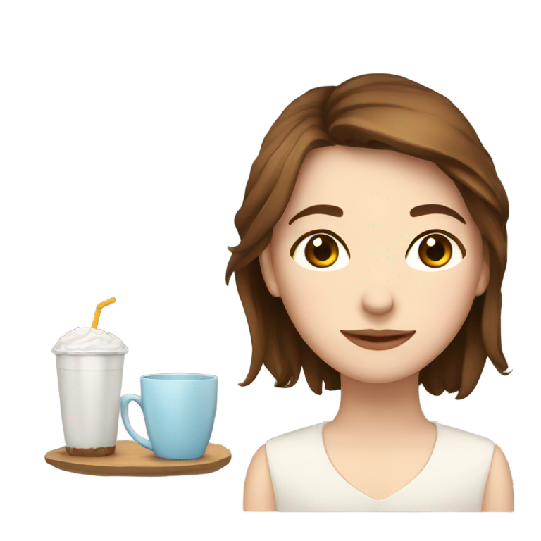 絵文字：居心地の良い白人女性、茶髪、目を閉じてアルゼンチンのマテ茶を飲む