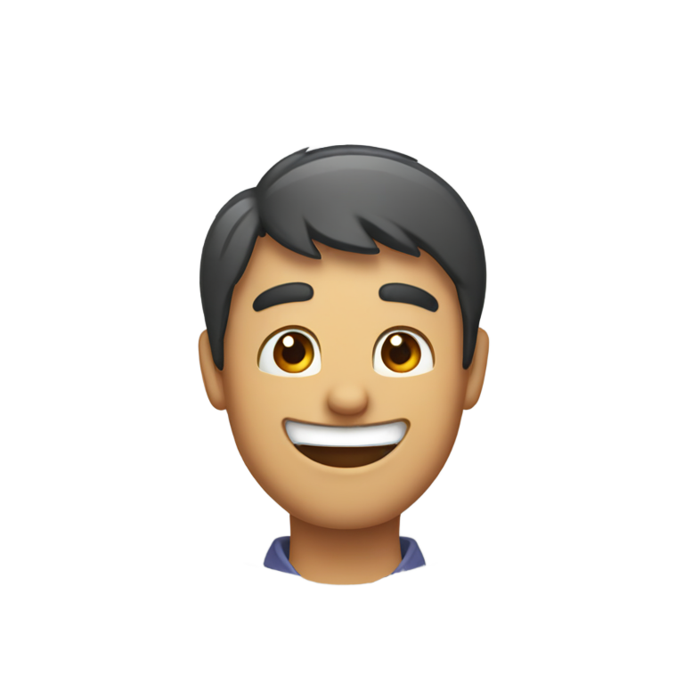 genmoji：一个男人双手交叉在脖子上大笑