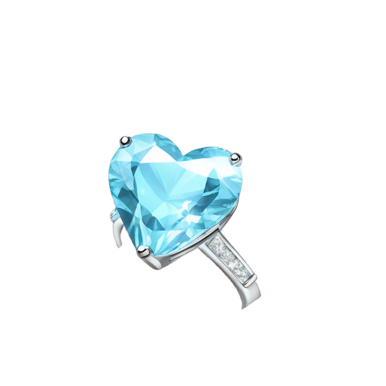 genmoji: Diamond ring light blue heart in a metallic ring