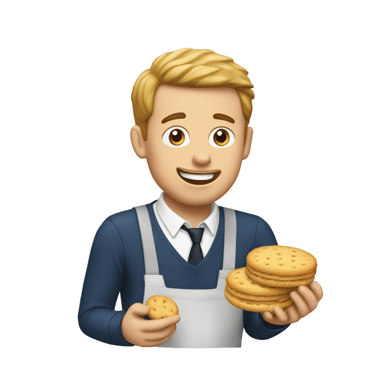 genmoji : a British guy eating biscuits