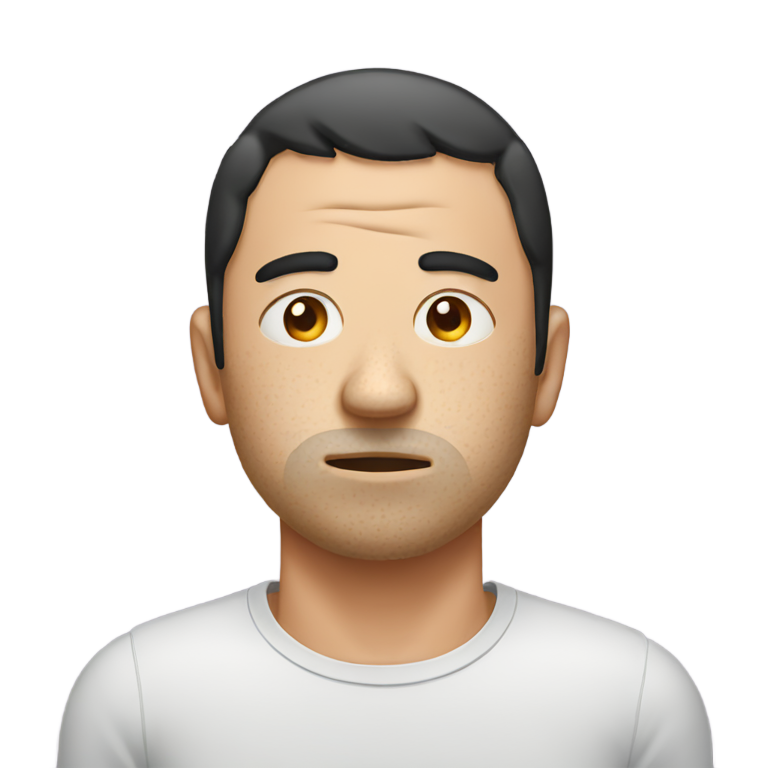 genmoji：sad man with pimples all over his face