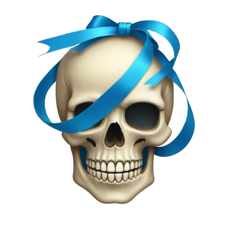 genmoji : Crâne avec ruban bleu