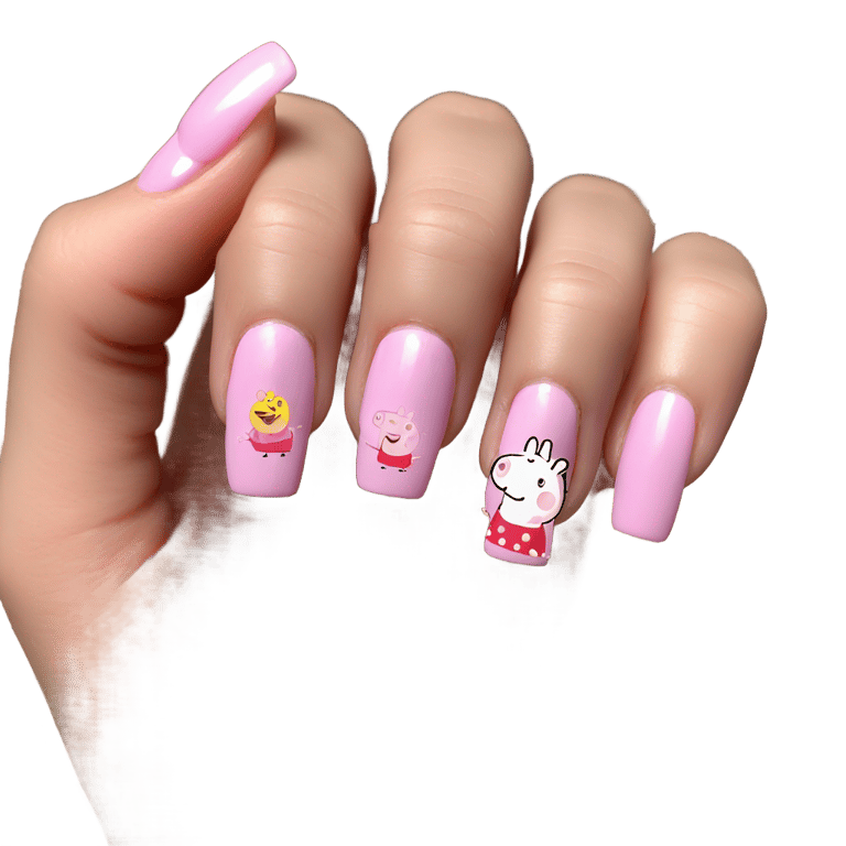 genmoji : Peppa pig acrylic nails