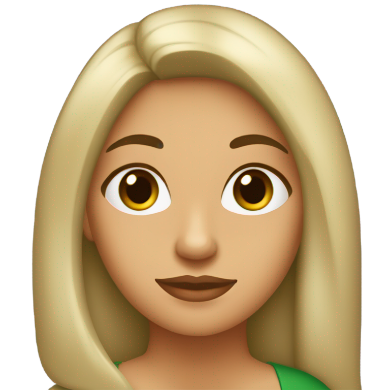 genmoji : Femme latine, cheveux longs lisses châtains, yeux verts