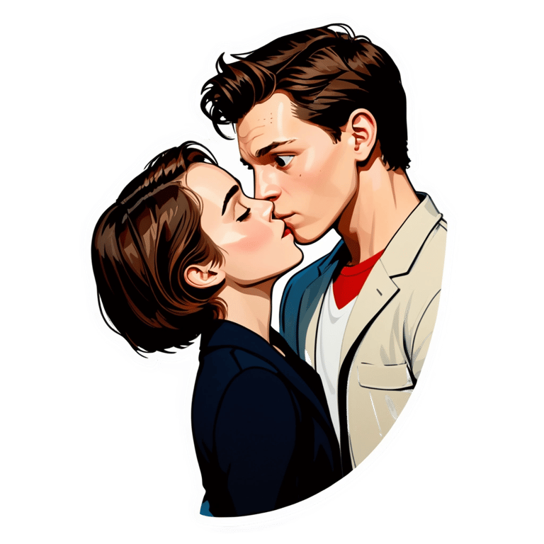 genmoji : Tom Holland aux cheveux courts embrasse Emma Watson