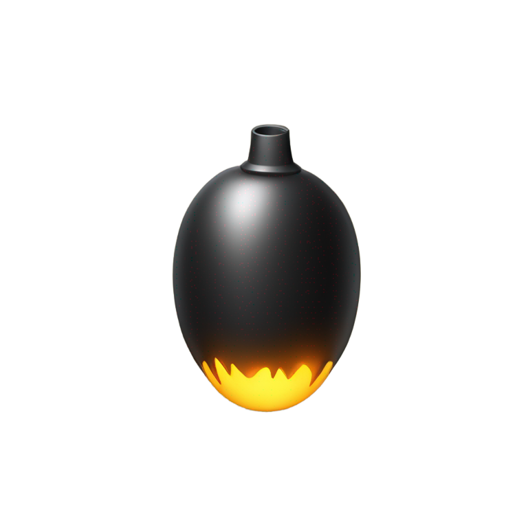 絵文字：シンプルな黒い爆弾、Apple iOS絵文字スタイル、3D丸みを帯びたソフトシェーディング