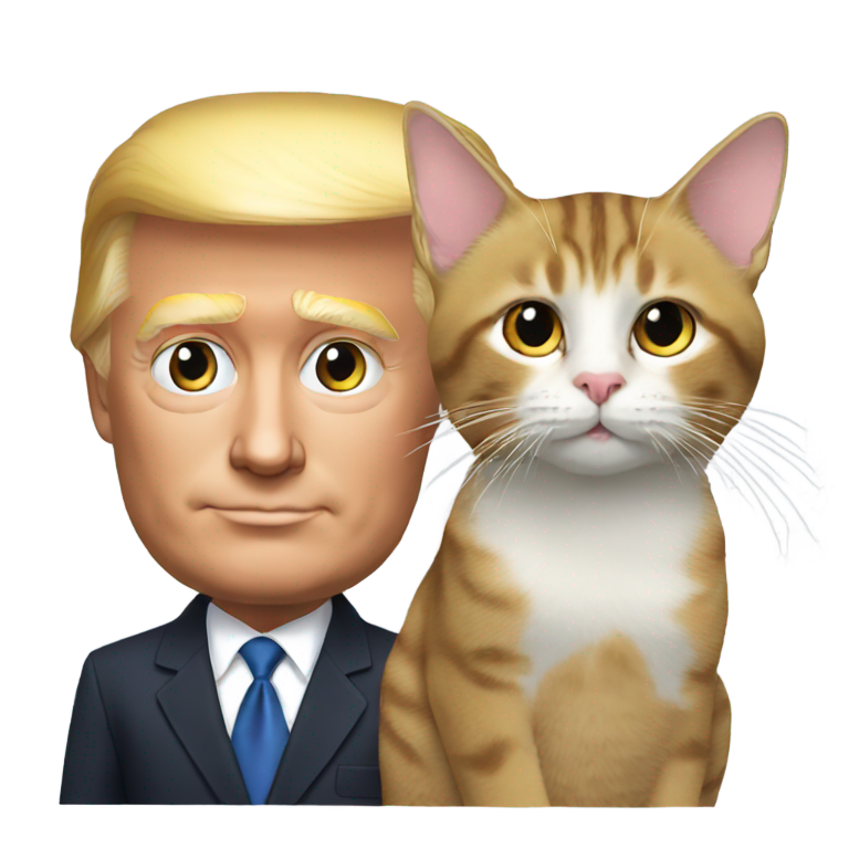 絵文字：ドナルド・トランプとプーチン、猫と一緒に