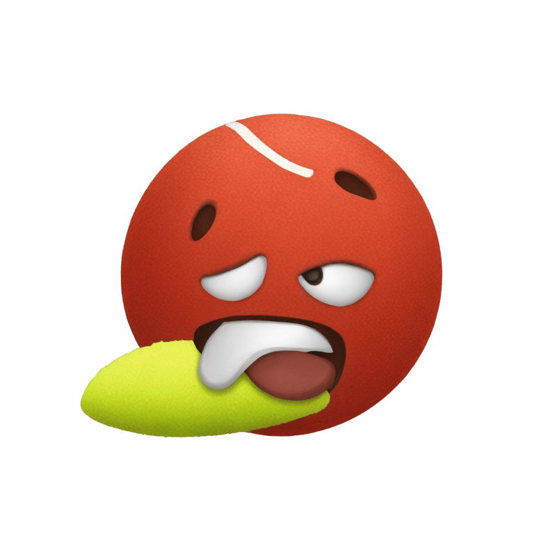 genmoji: A red tennis ball eating poop