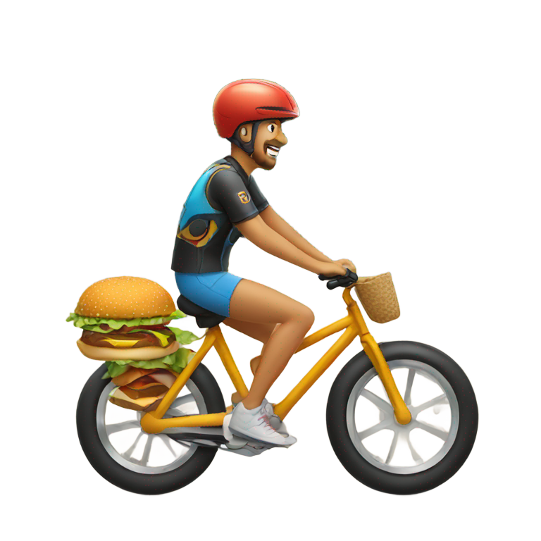genmoji: Burger on a bike