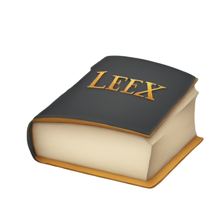 genmoji: book with word 'lex' written on it