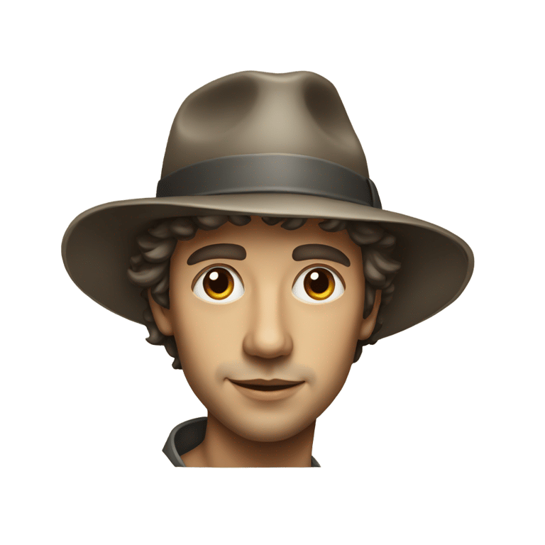 genmoji：一幅戴帽子的男子的油画