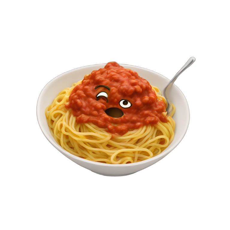 絵文字：ボウルに盛られたトマトソースのスパゲッティ